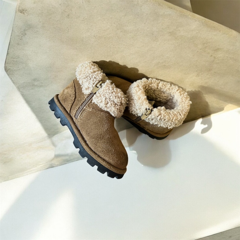 Kids ZARA boots winter brown warm cute booties size 22 toddler girl line leather